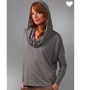 Soft by Joie Size Large Morris Hooded Knit Long Sleeve Top Grey Heather